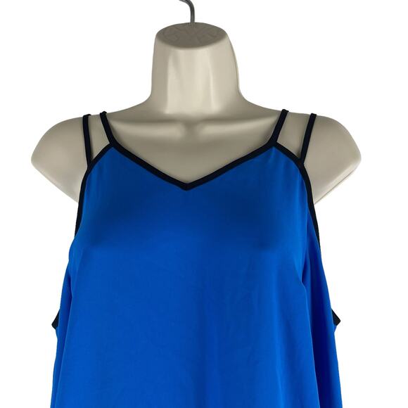 1. state Cold Shoulder Crepe Game On Blouse Electric Sky Size XS - Picture 5 of 8